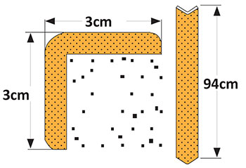 Standard measurements of the Astro Corner Guard Cork product